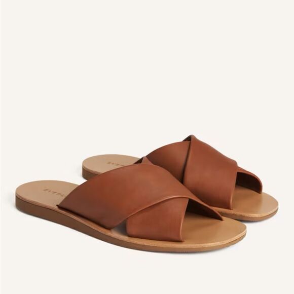 NEW Everlane The Day Crossover Leather Sandal in Sienna Brown - Picture 7 of 11